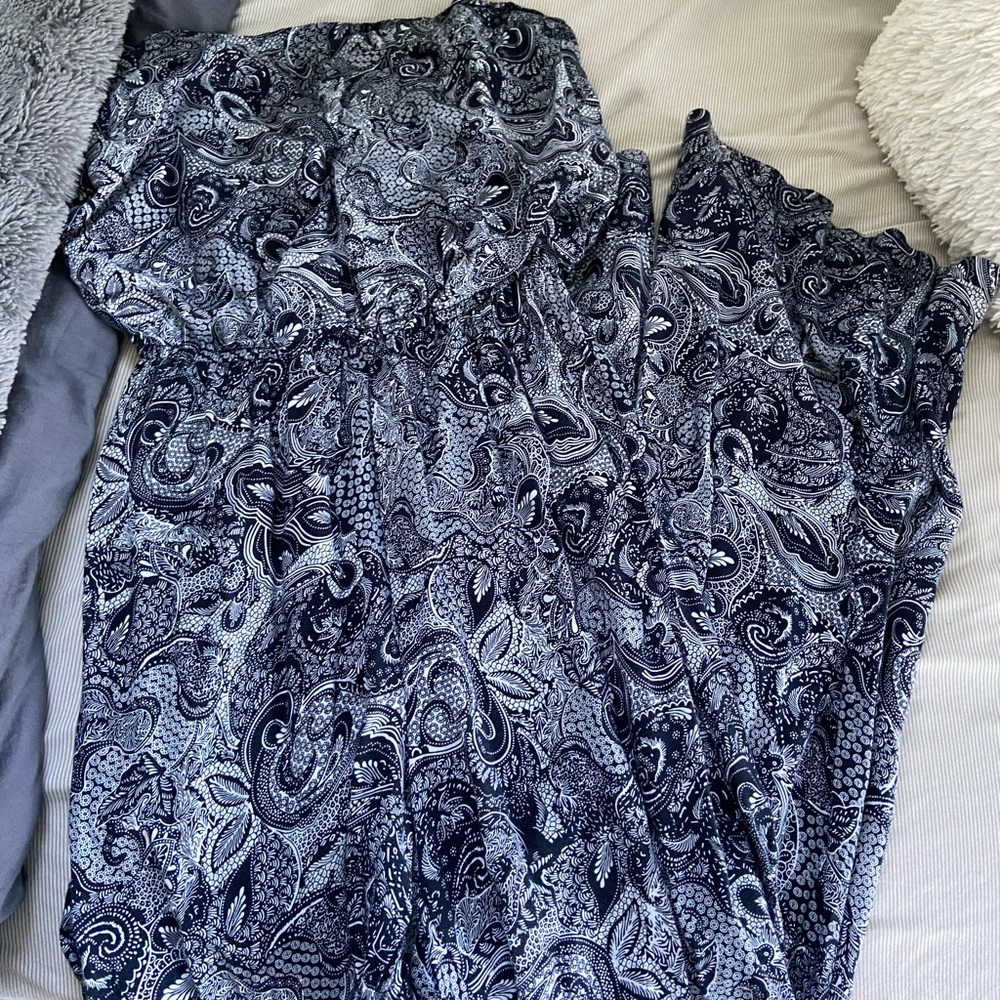 BLUE PAISLEY PRINT JUMPSUIT